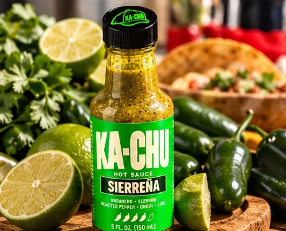 KA-CHU Sierreña surrounded by limes, cilantro and green chiles